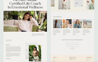 The Coach Natalie Website Design - Homepage Landing Showcase animation design figma health landing page lightspace the coach natalie ui design web design webflow website design wellness