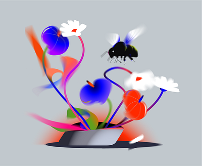 Flowers & Bee abstract anthurium bee bloom blossoms botanicals buzzing colourful daisies flight floral flower flowers flying garden illustration petals plants pollination vector