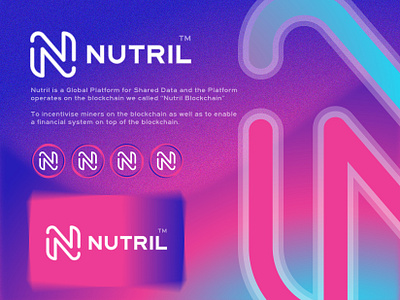 Nutril Logo Design altcoin blockchain branding crypto currency dao decentralized defi fintech gradient identity ldalamgir letter n lettering logo n logo nft technology unused