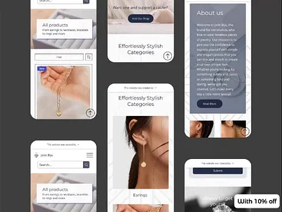 Website Template for Jewellery, Arts & Craft Designers artisan arts and crafts clean earings ecommerce handmade jewellery jewels luxury minimal mobile design mobile first necklace online products online store presents simple ux design webshop website template