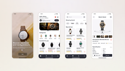 TimeAura Watch E-Commerce apps ecommerce mobile apps online shop ui ui design ui visual uiux design ux ux design watch