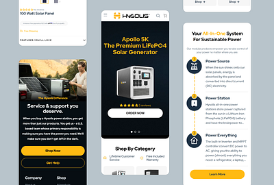 Hysolis Mobile Website Design - Solar Panel & Power Stations ecommerce features page figma hysolis lightspace mobile design product page shopify ui ui design ui ux design web design