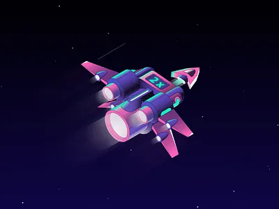 Spaceship 2d 2d3d 3d animation blockchain cinema4d crypto finance flat illustration loop moon space spaceship ufo