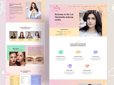 Makeup studio landing page beauty parlor beauty salon beauty service branding color exploration gradient header landingpage layout makeup makeup studio minimal salon typogaphy ui ux web app website