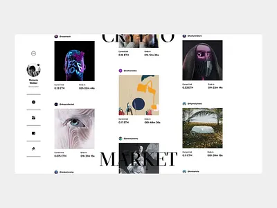 Crypto Market - Dashboard Design art blockchain clean crypto cryptocurrency dashboard decentralized defi design digital art landing page market minimal design nft nft gallery nft landing staking token transaction ui ux