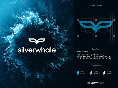 SilverWhale logo design explanation blue branding deep design fish gedas meskunas glogo icon illustration leaf logo ocean plant seaweed silver tail technology vector water whale