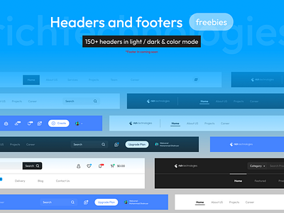 Figma UI kit (Headers) branding figma kit figma ui kit footer designs graphic design header design header ui kit ui ui design ui kit ui kit design ui ux uiuc vector