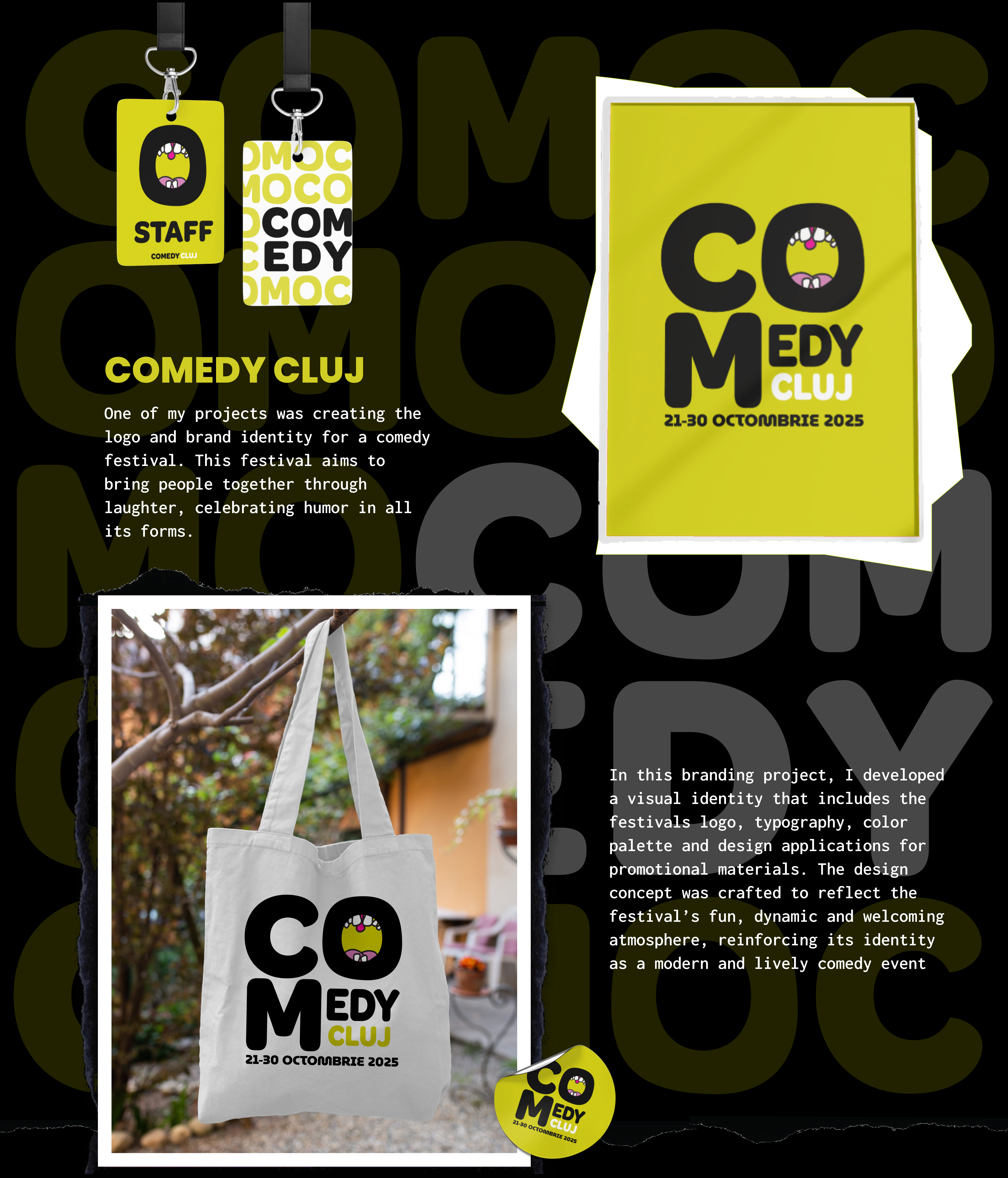 Comedy Festival Brand Identity branding graphic design logo marketing material poster ui