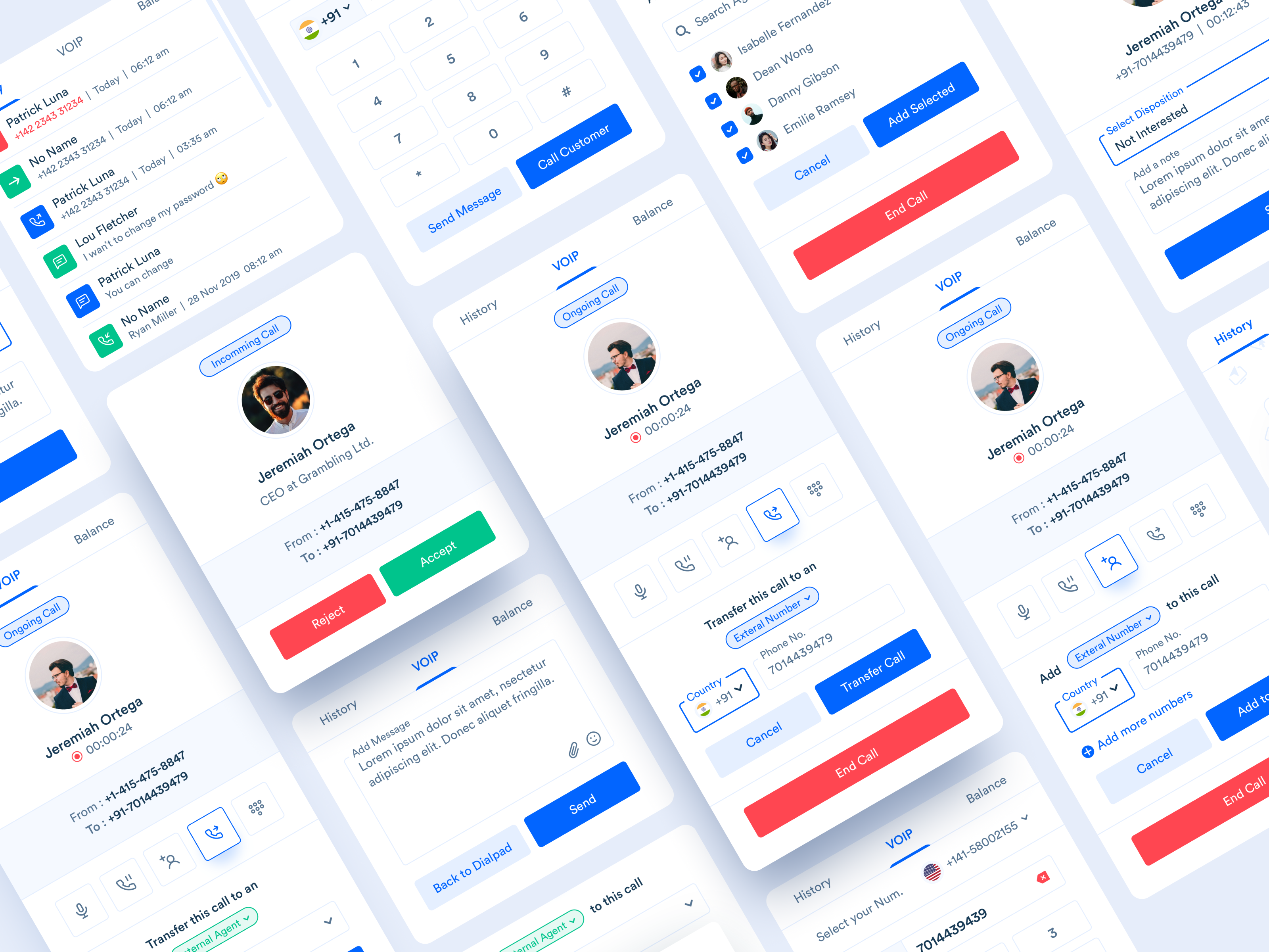 VOIP Call UI Cards Design crm cards interface cards ui ui cards ux voip