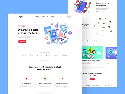 Digital Agency - Landing Page Design 2020 trends 3d agency landing page agency web design agency website design digital agency landing page landing page design landing page ui landingpage tranding ui uiux user experience user interface web design webdesign website website design
