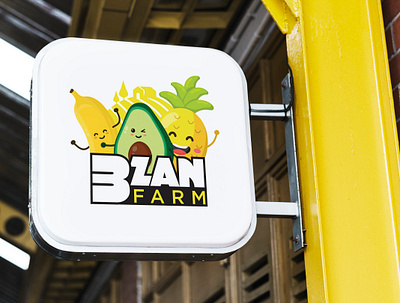 3zan Farm logo by Brandall Agency avocado banana bazan brandall branding chibi farm farmer farming food fruit fruits illustration logo logo design pineapple signboard