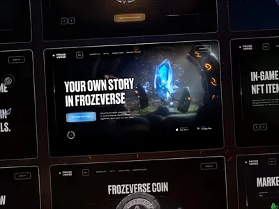 Frozeverse - animated Landing page for game website 3d animation crypto game illustration landing landing page landing page design meta metaverse motion graphics nft nfts phenomenon ui design uxui web design webdesign website website design