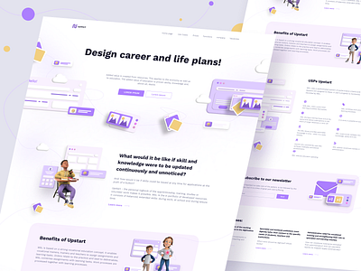 Upstart- Website design with illustrations devoqdesign freebie freedownload freelancer graphic design illustrator platform ui uiux upwork ux web design webdesign