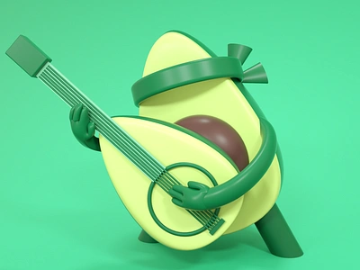 Avocado 3d 3d art 3d design 3d designer art avocado cinema 4d design fruit giutar graphic design green hands illustration music play ui ux vagetable