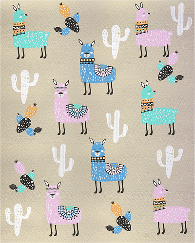 Pattern "Funny alpaca in Mexico" animal character design graphic design illustration logo