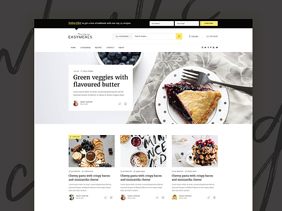 EasyMeals - Food Blog WordPress Theme bloggers blogging clean design food foodblog landing modern recipe blog recipes theme ui ux website wordpress