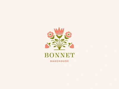 Bonnet Bakehouse Identity bakery bakery brand brand identity branding filigree flower icon flowers icon identity kroneberger logo design logo designer mark pattern scandinavian strawberry timeless typography vintage visual identity