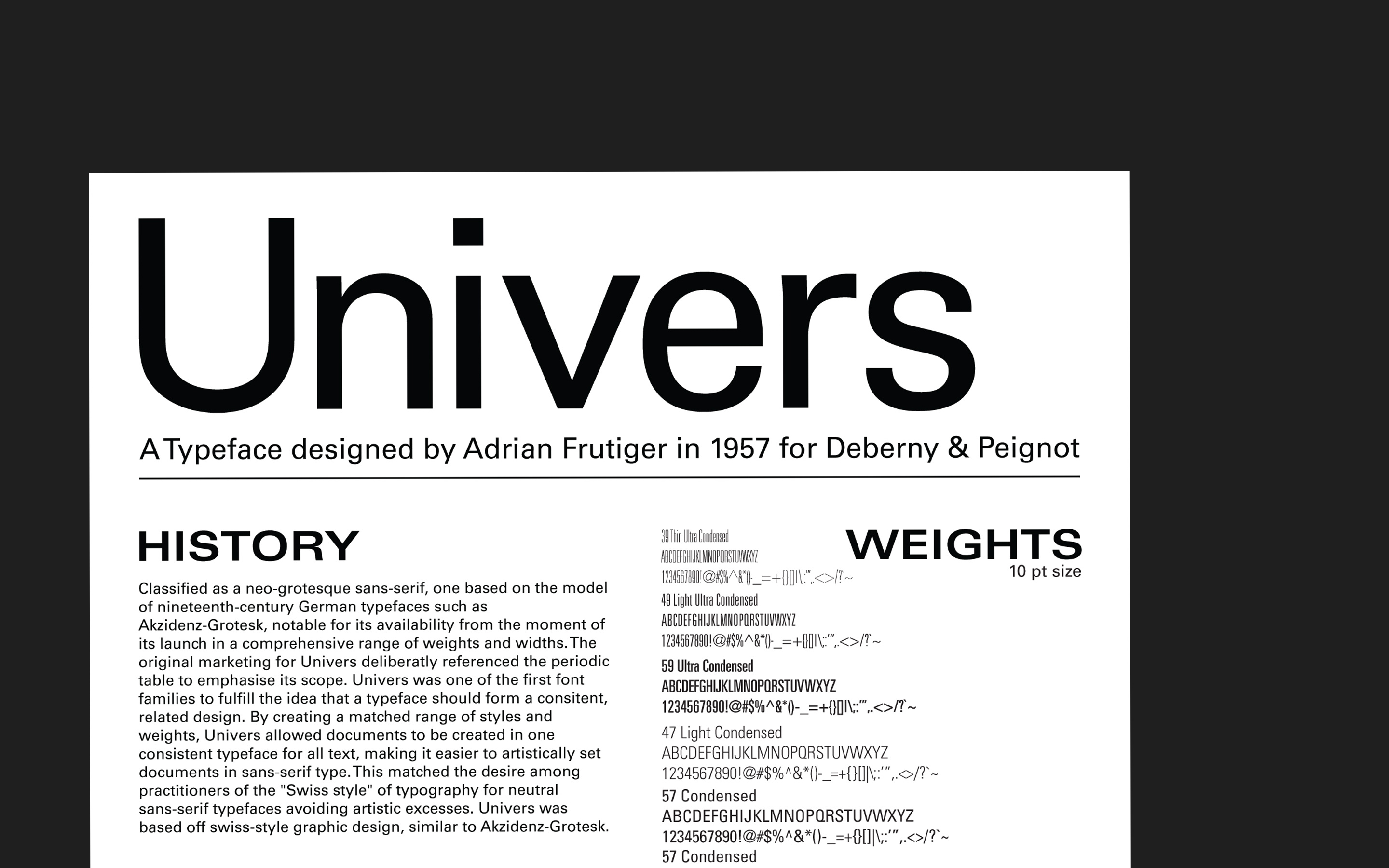 Univers Typeface Specimen by Nathan Guerrero on Dribbble, image size:2880x1800