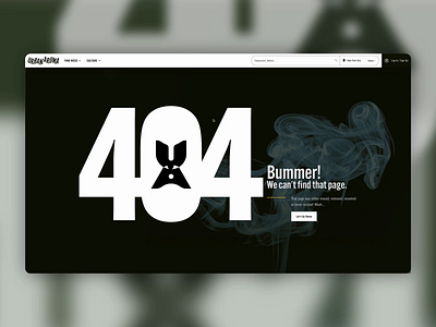 Urban Aroma 404 Page 404 404 page black black white cannabis front end development page cannot be found ui ui design ux web web design weed