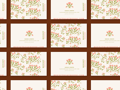 Bonnet Bakehouse bakery baking branding cards flowers icon design identity logo design logo designer pattern print strawberry