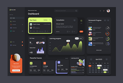 Educator - Web3 Learning Dashboard clean design course progress dark themed e learning education platform education tools graphic design landing page learning dashboard mentorship modern ui online courses student dashboard task management ui design user experience ux design uxui web design website design