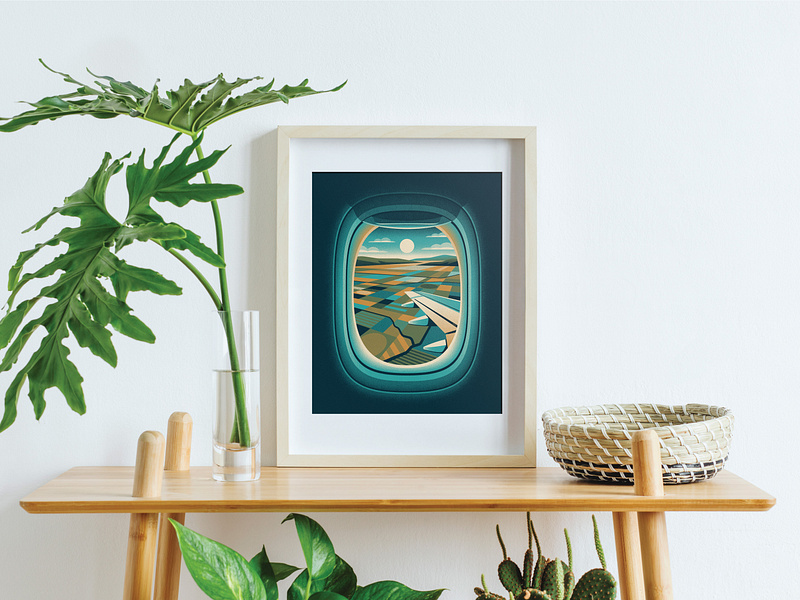 "Farmland" Print and Pin airplane airplane window crop dan kuhlken dkng dkng studios farm farmland geometric nathan goldman poster screen print silkscreen texture vector window