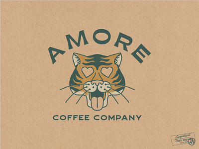 Amore Coffee Co. 70s animal cartoon coffee coffee brand colors creative event fun graphic design heart illustrator italian logo design love mascot pink pop up tiger vector