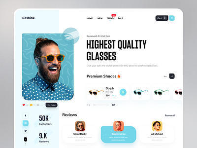 Sunglasses Web Header design dribbble best shot glasses header minimal sunglass trend trendy ui uidesign ux web