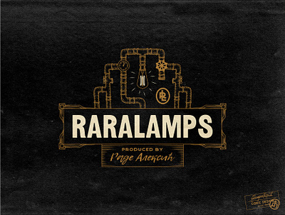 Raralamps black brand branding challenge concept creative custom gold graphic design illustration industrial light logo monogram punk retro small business steampunk vector vintage