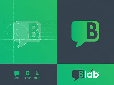BLAB - Logo Design b letter b monogram brand identity branding case study custom logo green logo grid layout lab lab logo logomark logotype logotype designer marketing negative space organic social social lab typography wordmark