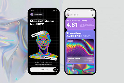 NFT Marketplace App art market blockchain btc crypto crypto currency crypto wallet digital assets finance app fintech futuristic design marketplace mobile app mobile app design mobile ui nft nft trading trading trending ux design uxui