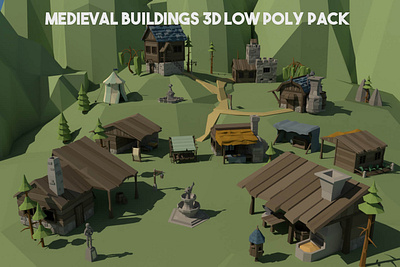 Medieval Building 3D Low Poly Pack game assets gamedev low poly low poly lowpoly lowpolyart medieval