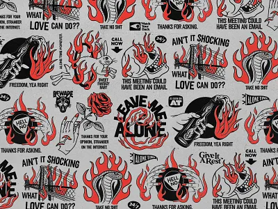 On Fire alone time badge badgedesign branding fire flame flash graphic design hand illustration illustrator logo merch rabbit skull snake tattoo texture traditional typography