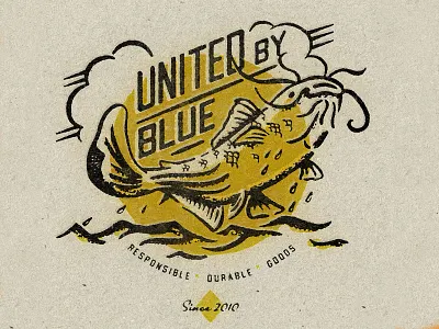 United By Blue Mens Spring 2020 catfish fish fishing illustration retro texture typography vintage