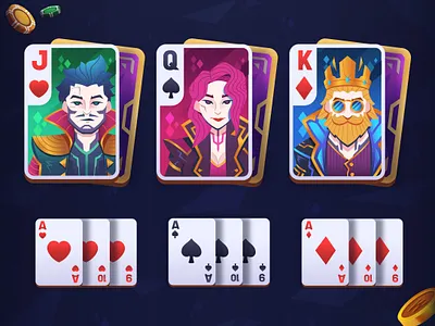 Wager: Poker deck of cards 2d art cards casino character design deck flat gambling illustration jack king playing cards poker poker card queen