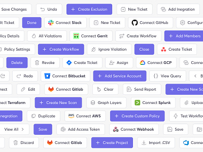 Buttons action add button call to action code component connect cta design system edit flat grid integrations line icons outline icons security slack styleguide tags ui