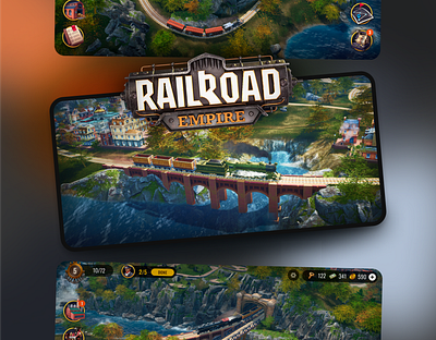 Game Marketing Design - Railroad Empire branding casual game game app design game art game design graphic design marketing design ui ui design web design