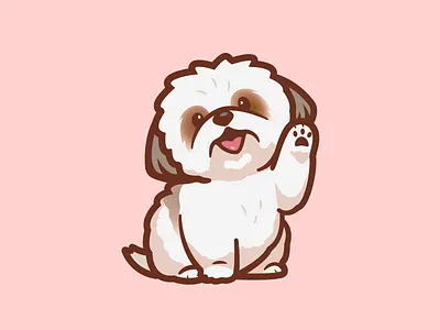 Gimme Paw animal branding cartoon shihtzu sketches concept inspiration happy cute cute love daycare dog doggy walking service icon identity illustration joy paw fun logo logo mascot dog