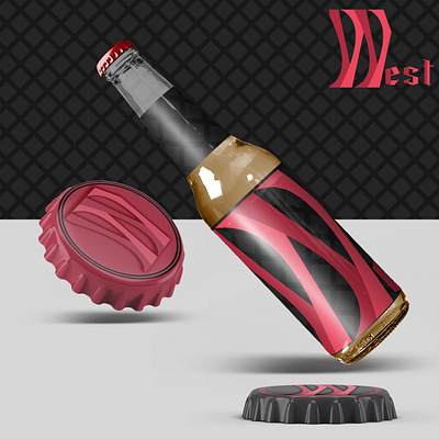 West Beer Brand alcohol banner barrel beer branding cap design display logo photoshop west