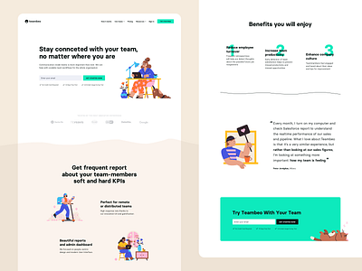 Teambeo - Team eXperience platform benefits branding design homepage illustration landing landing page testimonial try ui ux vector webdesign