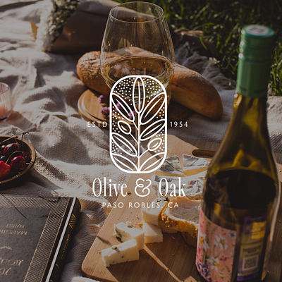 Olive & Oak Vineyard Logo branding design graphic design illustration logo typography