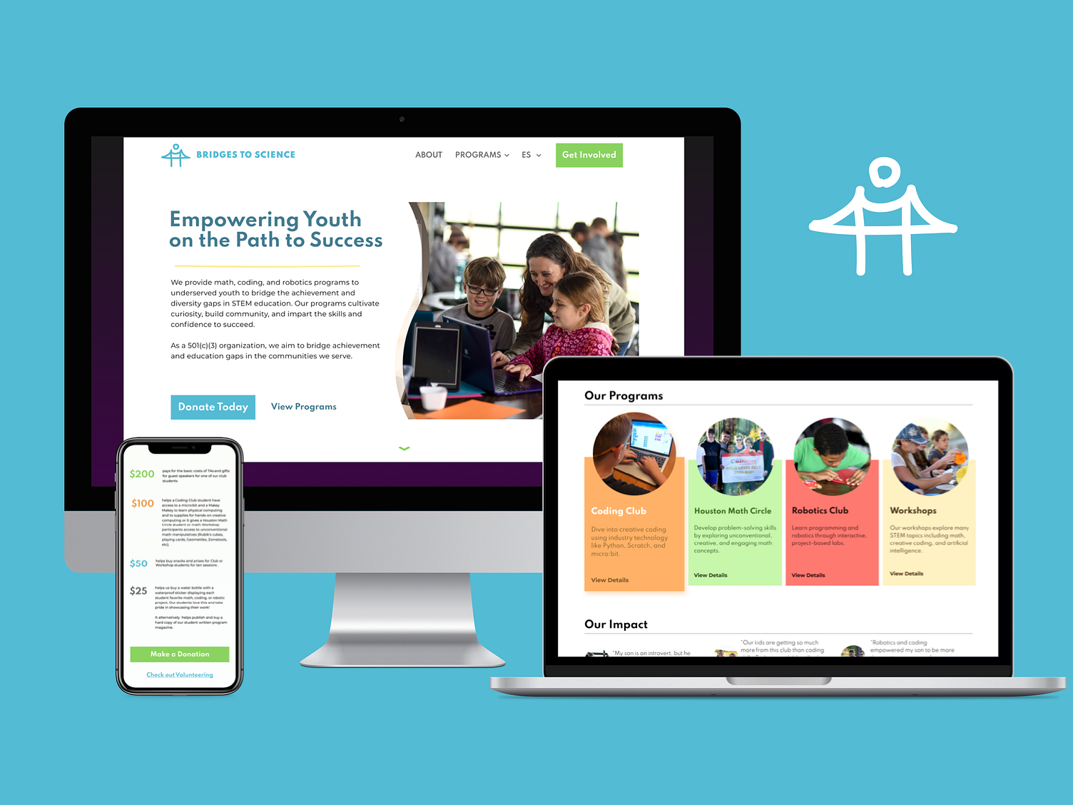 Case study for Bridges to Science website redesign.