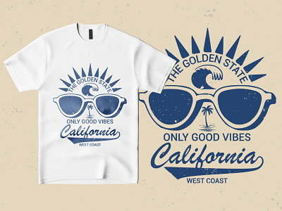 California Golden State Surf T-Shirt Design california surf culture graphic design tshirt