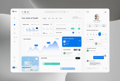 Medical Dashboard Design clean ui dashboard design data analysis digital health health data healthcare landing page medical dashboard medical records medical software medical website modern design patients ui design user experience user interface ux web design wellness white theme