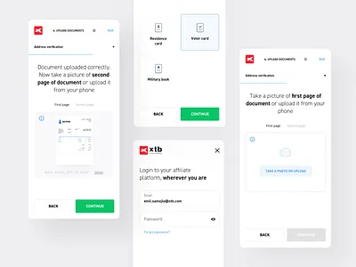Partnership office - Onboarding app forms input login mobile onboarding platform product design register steps ui upload ux xtb