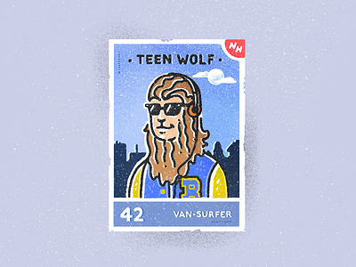 Halloween Trading Cards: Teen Wolf 80s movie drawing halloween hallows eve hand drawn horror illustration monster procreate retro teen wolf werewolf wolf wolf man wolfman