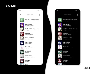 #DailyUI #019 Music App Leaderboard album app artists daily 100 challenge dailyui design leaderboard mobile mobile ui music music app songs top ui user experience userinterface ux