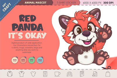 Cartoon Red Panda, it's okay. art bamboo bear cartoon character comic design illustration mascot red panda sticker sublimation t shirt vector