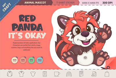 Cartoon Red Panda, it's okay. art bamboo bear cartoon character comic design illustration mascot red panda sticker sublimation t shirt vector