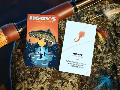 Jiggy's Court™ branding fishing brand graphic design heyo! letter j logo lure lures outdoor branding rod and reel stream trout illustration